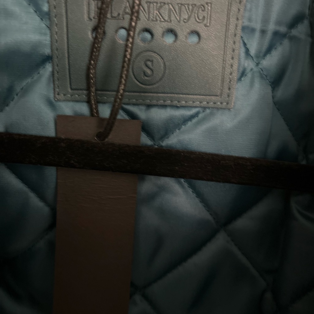Anthropologie Blank‎ NYC Faux Fur Collar Bomber Jacket Teal Full Zip Small NWT - Picture 9 of 13